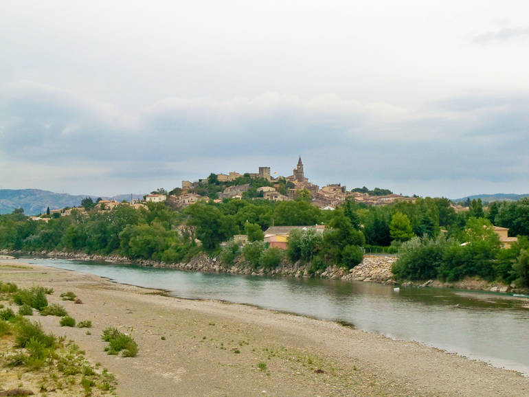 View on Mallemort over the Durance river